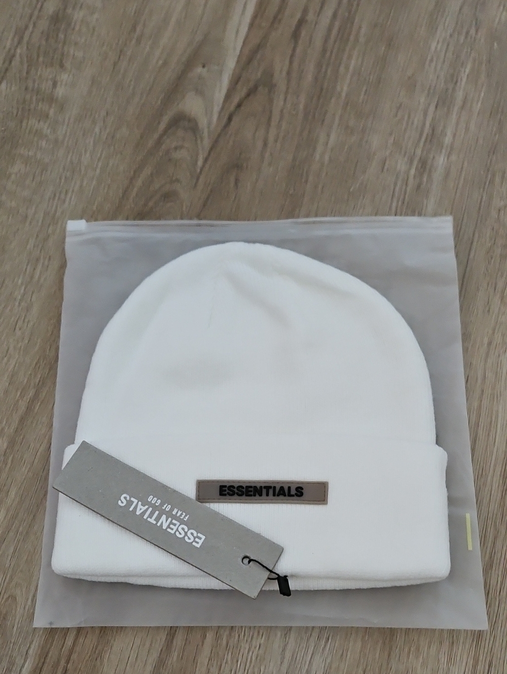 Essentials White Cuffed Beanie Hat